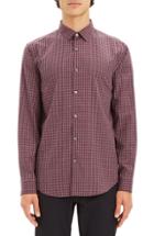 Men's Theory Murrary Regular Fit Gingham Flannel Sport Shirt, Size - Burgundy