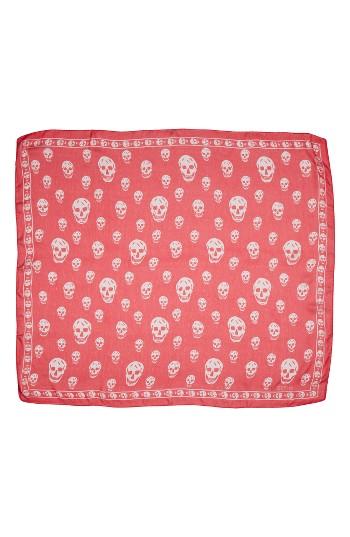 Women's Alexander Mcqueen 'skull' Chiffon Scarf, Size - Red