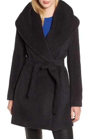 Women's Trina Turk Grace Hooded Wrap Walker Coat - Blue