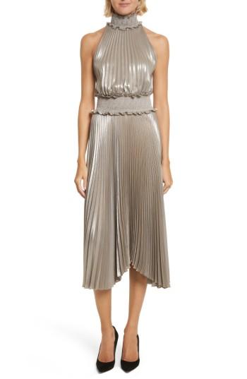 Women's A.l.c. Kravitz Pleated Midi Dress - Yellow