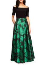 Women's Alex Evenings Rose Print Off The Shoulder Gown
