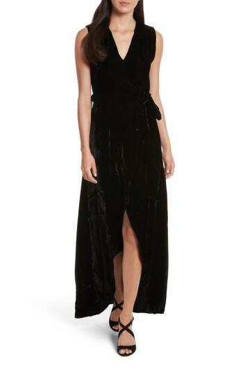 Women's Alice + Olivia Simmons Velvet Wrap Maxi Dress