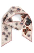 Women's Valentino Mariposa Garden Skinny Silk Scarf, Size - Pink