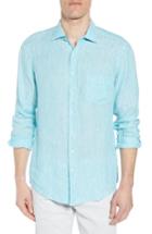 Men's Rodd & Gunn Warwick Junction Stripe Linen Sport Shirt, Size - Blue
