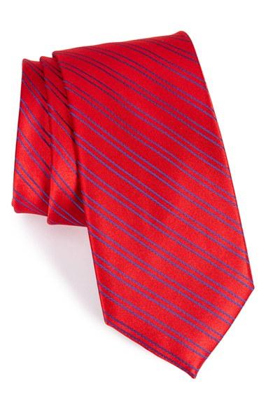 Men's Nordstrom Men's Shop Stripe Silk Tie, Size - Burgundy