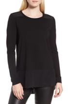 Women's Nordstrom Signature Mix Media High/low Tee - Black