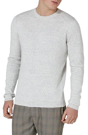 Men's Topman Side Ribbed Slim Fit Sweater, Size - Ivory