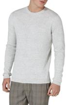 Men's Topman Side Ribbed Slim Fit Sweater, Size - Ivory