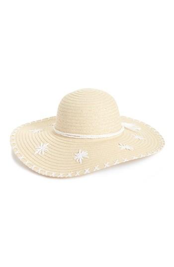 Women's Caslon Embroidered Floppy Hat - Beige