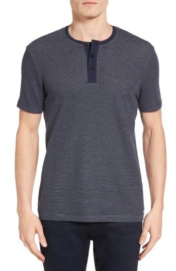 Men's Boss Tiller Slim Fit Short Sleeve Henley, Size - Blue