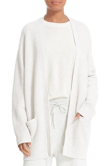 Women's Vince Waffle Stitch Boyfriend Cardigan - White