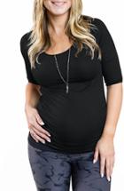 Women's Cozy Orange 'rue' Maternity Top - Black