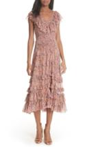 Women's Rebecca Taylor Margo Floral Ruffled Midi Dress - Pink