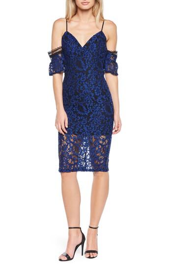Women's Bardot Taegen Cold Shoulder Lace Dress - Blue