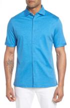 Men's Bugatchi Trim Fit Heather Knit Sport Shirt - Blue