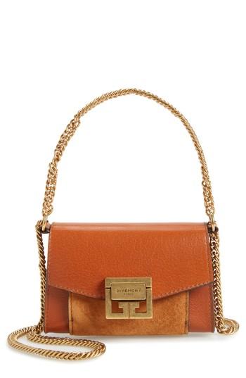 Givency Nano Gv3 Leather & Suede Crossbody Bag - Brown