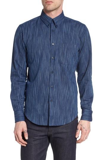 Men's Naked & Famous Denim Indigo Tie Dye Rain Weave Shirt - Blue