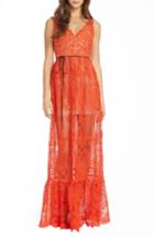 Women's Ml Monique Lhullier Lace Gown - Orange