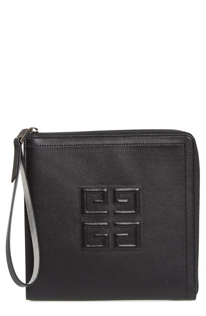 Givenchy Emblem Square Lambskin Leather Clutch -