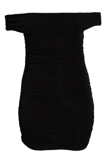 Women's Trouve Shirred Off The Shoulder Dress - Black