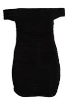 Women's Trouve Shirred Off The Shoulder Dress - Black
