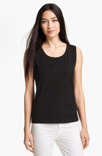 Women's Lafayette 148 New York Stretch Swiss Cotton Rib Tank, Size - Black