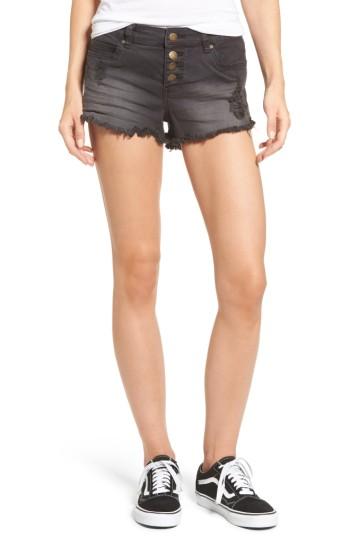 Women's Billabong Buttoned Up Denim Shorts - Black