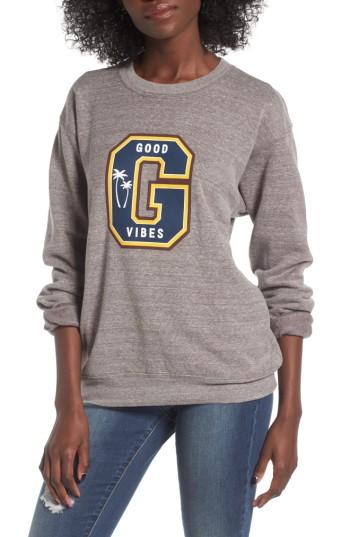 Women's Sub Urban Riot Good Vibes Varsity Sweatshirt - Grey