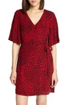 Women's Sanctuary Girl On Fire Leopard Faux Wrap Dress - Red