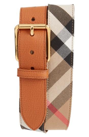 Men's Burberry House Check Belt Eu - Russet