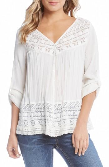 Women's Karen Kane Lace Inset Top - Ivory