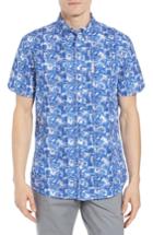 Men's Ben Sherman Trim Fit Floral Short Sleeve Sport Shirt - Blue