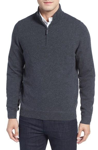 Men's John W. Nordstrom Quarter Zip Cashmere Sweater - Grey