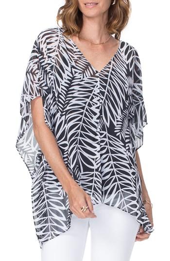 Women's Nydj Chiffon Caftan Top - Black