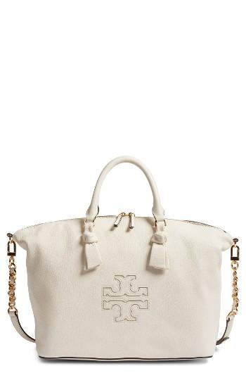 Tory Burch Harper Slouchy Leather Satchel - White