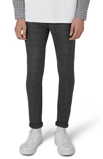 Men's Topman Check Spray-on Trousers X 32 - Grey