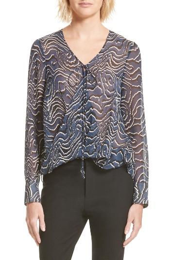 Women's Derek Lam 10 Crosby Tie Neck Silk Blouse - Blue