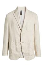 Men's Bugatchi Regular Fit Herringbone Cotton & Linen Blazer R - Brown