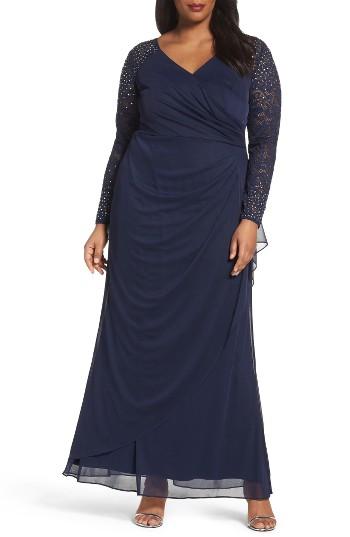 Women's Alex Evenings Embellished Sleeve Gown