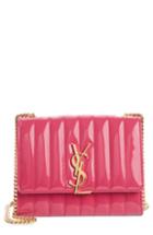 Women's Saint Laurent Vicky Patent Leather Wallet On A Chain - Pink