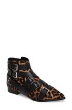 Women's Ash Blast Genuine Calf Hair Buckle Strap Bootie