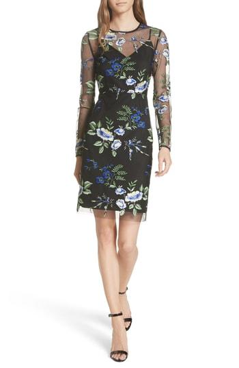 Women's Dvf Embroidered Overlay Dress - Black