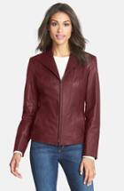 Women's Cole Haan Lambskin Leather Scuba Jacket - Red