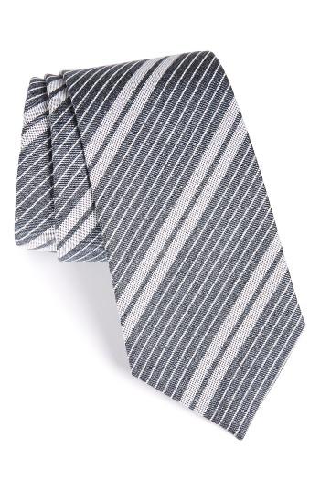 Men's Burberry Clinton Stripe Silk Tie, Size - Grey