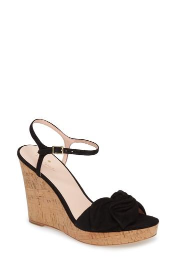 Women's Kate Spade New York Janae Knot Platform Wedge Sandal M - Black