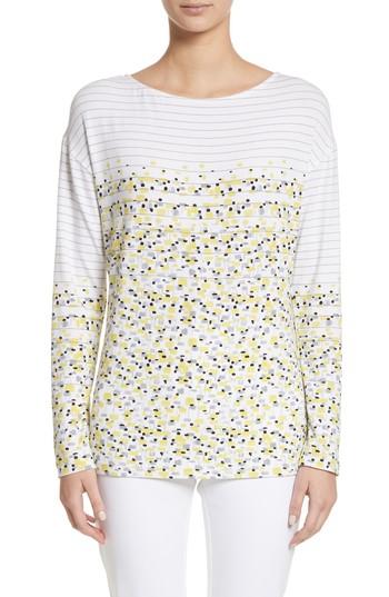 Women's St. John Collection Stripe Tweed Print Teed, Size - Yellow