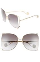 Women's Gucci 63mm Gradient Oversize Butterfly Sunglasses - Gold/ Gradient Grey