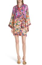 Women's Saloni Suki Mixed Floral Silk Wrap Dress - Yellow