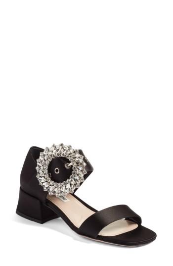 Women's Miu Miu Crystal Buckle Mary Jane Sandal Us / 36eu - Black