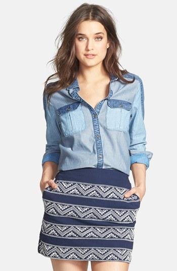 Paige Denim 'audrey' Mixed Denim Shirt Westlake